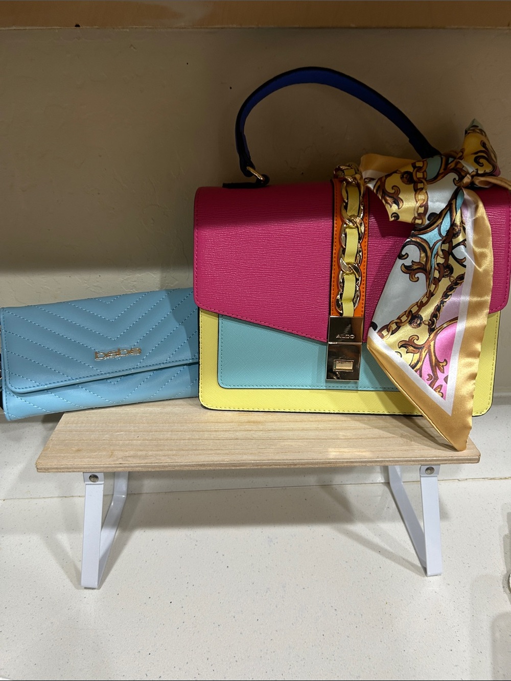ALDO Colorblock Satchel with BeBe wallet